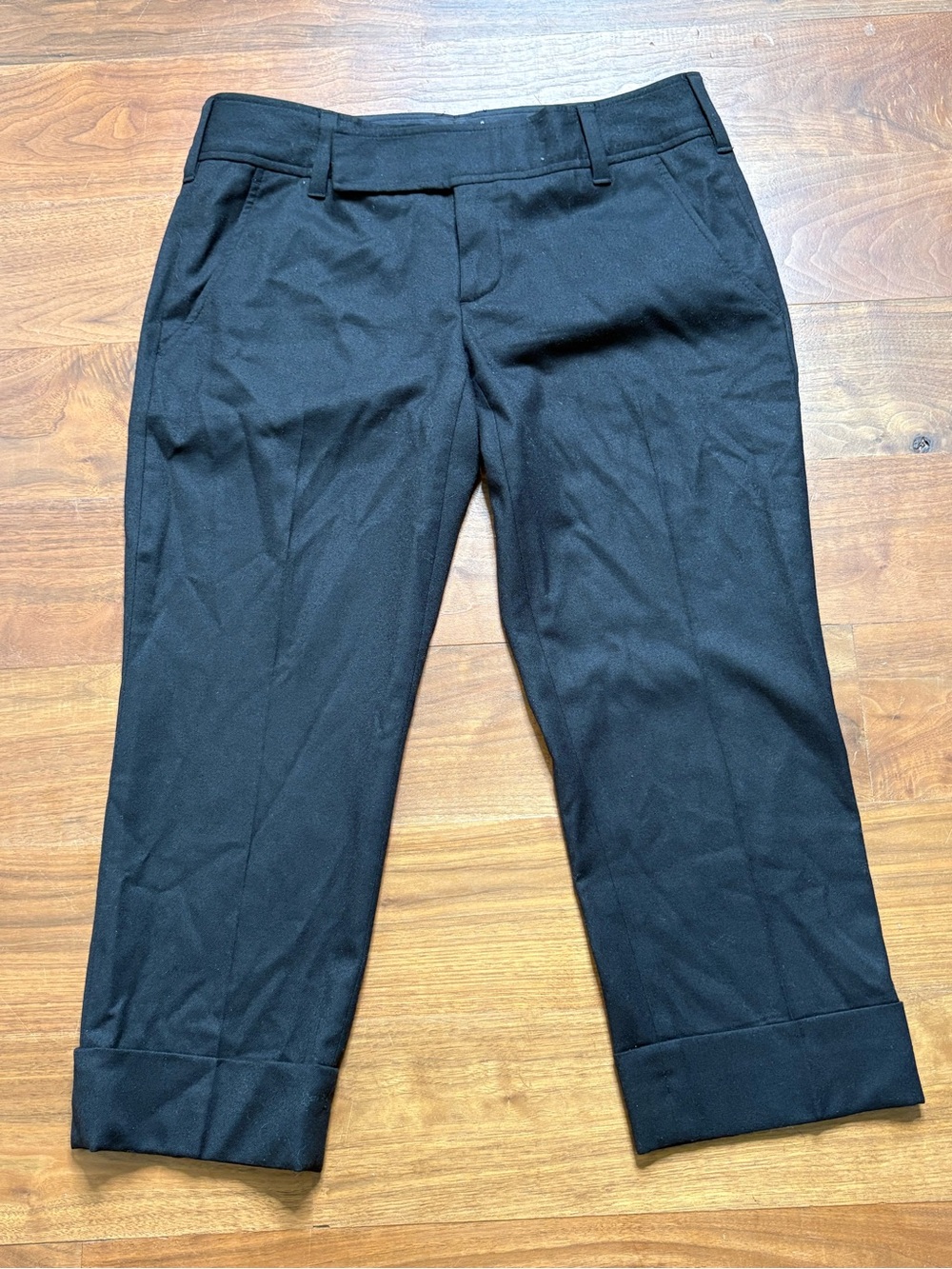 Vince Black Wool Straight Leg Cropped Pants